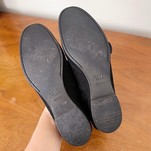 AGL • Buckle Flat loafer moccasin slip on black suede leather driving moc - Picture 11 of 13